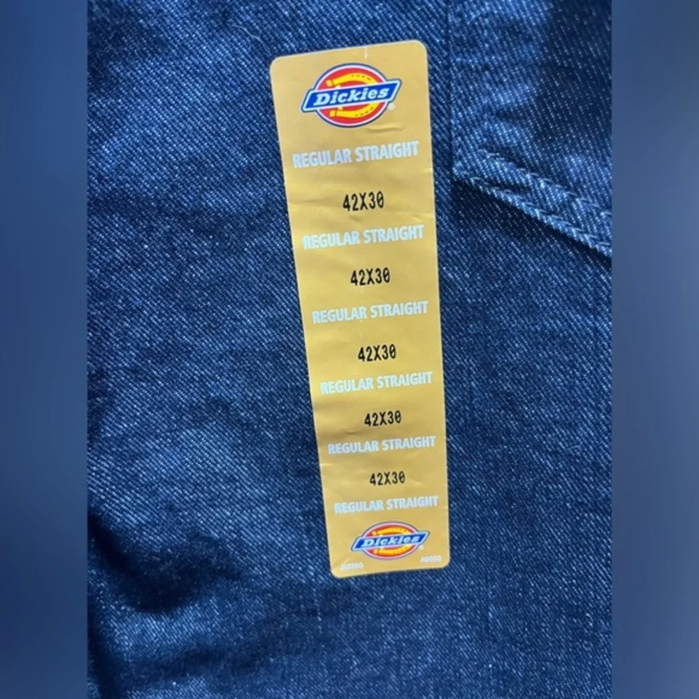 Dickies Men's Regular Fit Straight‎ Leg Work Jeans Dark Wash Size 42x30 NEW